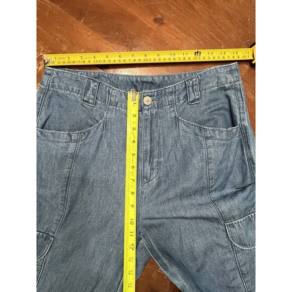 American Eagle Pants 8 Long Blue Cargo Barrel Baggy Jogger Comfort Utility Mom - Picture 5 of 11